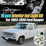 10Pc Super White 6000k Car Interior LED Light Bulb Kit Pack Compatible for 1983-1988 Ford Ranger