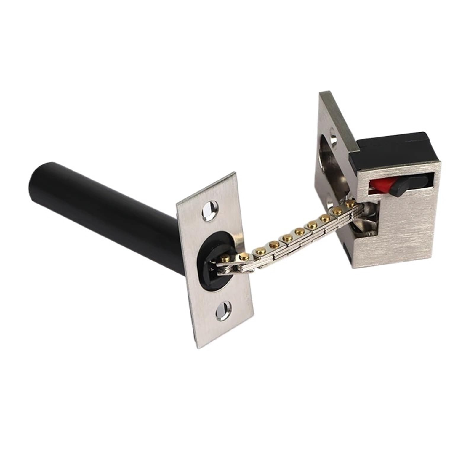 Hidden Chain Household Anti-Lock Door Bolt Buckle Lock Black Hotel Safety for Door(Silver)