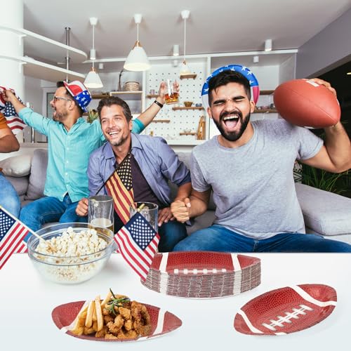 Generic 100 Pcs Football Shaped Disposable Paper Plates Football Party Plates Supplies For Football Theme Party Tray Supplies Touch Down Sports Game Birthday Decoration thumb #3