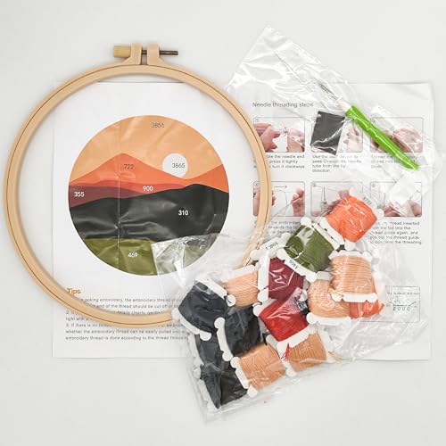 Image of Howie's Punch Needle Kit for Beginner, Cartoon Rug Hooking Embroidery Kits with Pattern, Yarns, Tools and Instructions, Creative Craft Home Decor(Dusk, 8 inch diameters)