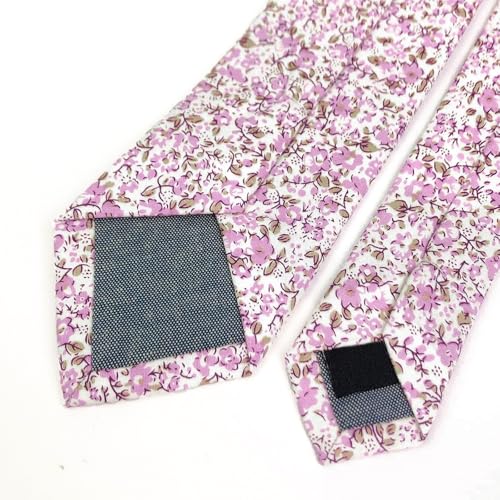 Image of Mantieqingway Men's Cotton Floral Neck Tie 2.56'' Printed Skinny Tie