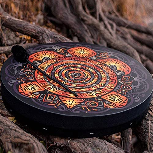 LIOONS Creative Shaman Drum 10 Inch Tambor Hechicero Sonoro Tambor Hecho a Mano para Amantes de la Música Tambor de Lengua para Adultos miniatura 5