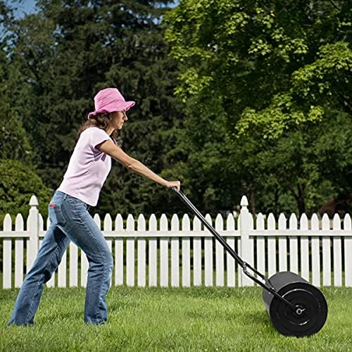 review feitao Garden Drum Roller Push/Tow Behind, Filled with 10 Gal Water or Sand, Perfect for Flattening Sod in The Garden