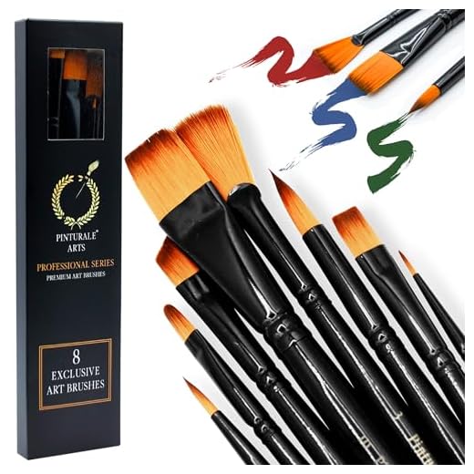 Pinturale Pinceles Pintura Acrilica | Set 8 Pinceles Acrilico Profesional para Artistas, Pinceles Oleo Profesional | Fabricados a Mano | No Pierden Pelo | Pinceles Pintura, Pincel Acrilico