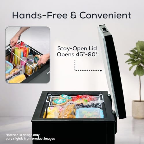 Igloo 5.0 Cu Ft. Upright Deep Freezer Chest- Deep Freezer with Quick Freezing System & Adjustable Thermostat- Low Noise Freezer with Removable Basket & LED Lights for Homes, Garages & Basements- Black - image 3
