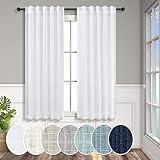 Pitalk White Curtains 38 Inch Width for Kitchen Windows 2 Panel Back Tab Rod Pocket Linen Cafe Tier