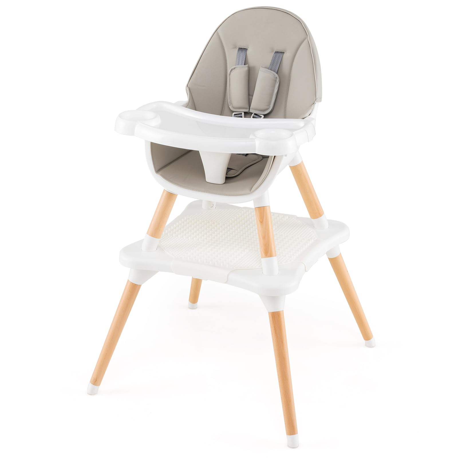 RELAX4LIFE 4 in 1 Seggiolone Pappa, Seggiolone Evolutivo con Vassoio Rimovibile e Cintura di Sicurezza, Altezza Regolabile in 4 Posizioni, per Bambini e Neonati 6-36 Mesi (Standard, Grigio)