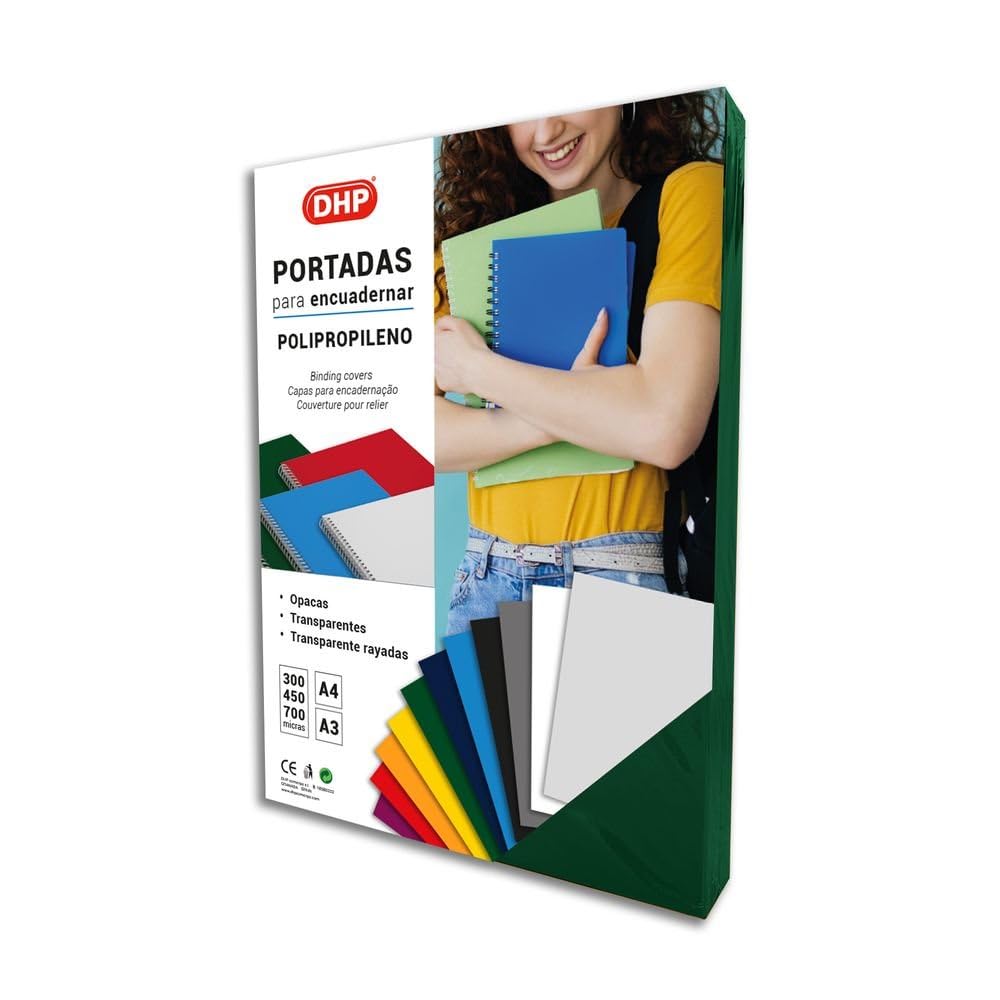 Pack de 50 Portada para Encuadernar de Polipropileno, 0,70 mm de grosor, Formato A4, Verde