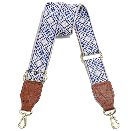 Image of Purse Strap,1.5 inch Leather End Shoulder Strap Adjustable Replacement,Retro Multi-Pattern Crossbody Bag Straps