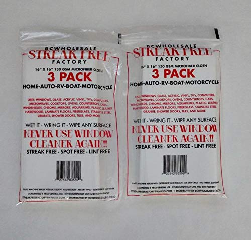 Streak Free Factory Microfiber Cleaning Cloth 16 x 16 inch White (6)