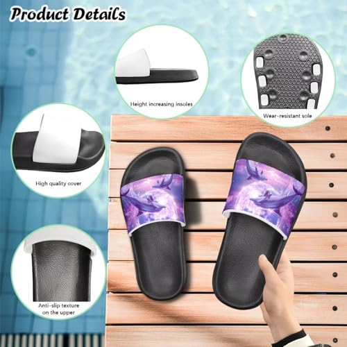 Image of Unisex Slides for Girls Boys Comfortable Slippers Slides Non-slip Shower Shoes House Fashion Thick for Indoor & Outdoor Gifts