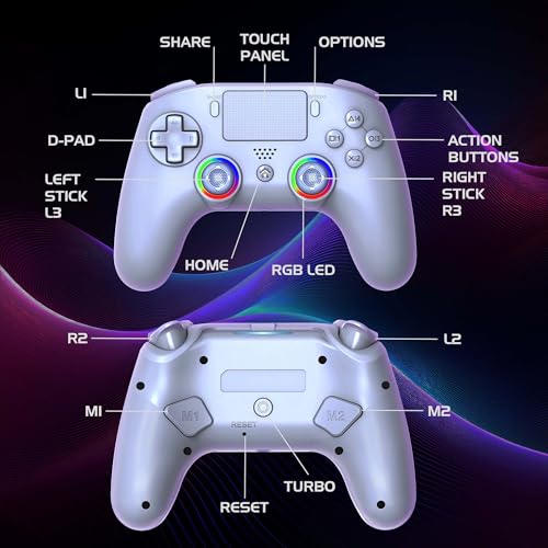 Subsonic - Draadloze controller voor PS5 met programmeerbare peddels en LED's, tril- en aanraakfunctie - PS5 Controller wit - Afbeelding 6
