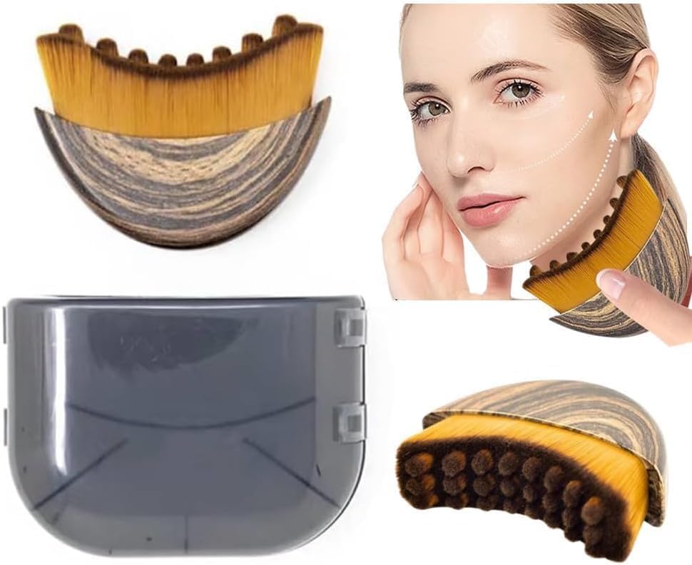 Image of 2 Pcs Facial Dry Brush - Lymphatic Contour Face Brush for Lymph Nodes, Chin & Jawline Sculpting - Facial Cleansing & Lymphatic Drainage Tool for Glowing Skin (Pack of 2)