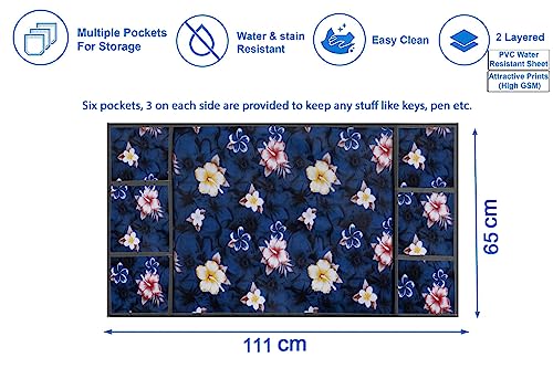 Image of Stylista Refridgerator top Cover Suitable for Samsung RR20C1723R8 /HL, 183 Liter Fridge, Dimension (WXD) 65x111 CM, Floral Pattern Blue