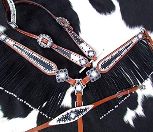 Showman Stingray and Filigree Design 4 Piece Headstall & Breast Collar Set