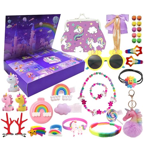 Viechoes - Calendrier de l'avent 2024 fille,24 jours de cadeaux de Noël surprise, notamment des portefeuilles, des épingles à cheveux,des accessoires pour cheveux, des colliers et des bracelets