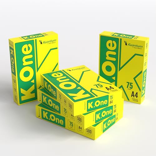 Image of K-One A4 Copier Paper, 75 GSM, 500 Sheets per Ream (Pack Of 5)