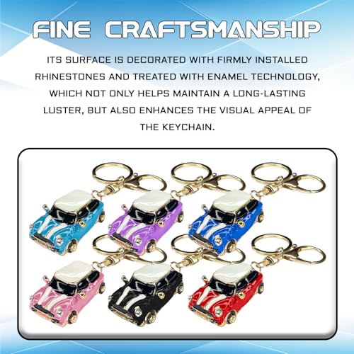 Image of beypovk for Mini Cooper Keychain, Creative 3D Car Model Rhinestone Key Fob Cover Keyring, Universal Cute Key Chain with Ring for Men Women, Car Accessories (Pink)