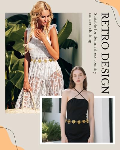 Sun Waist Chain Belt for Women - Western Cowgirl Chain Belts Boho Metal Concho Belt for Dresses Country Concert Outfit3