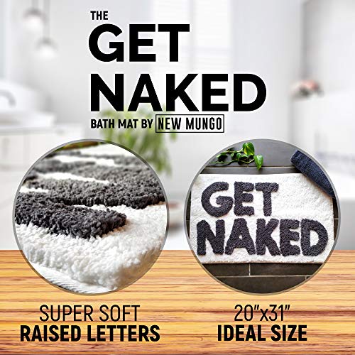 Image of New Mungo Get Naked Bath Mat for Bathtub - Cute Bath Rugs for Apartment Decor - Bath Mats for Bathroom as Shower Floor Mat - Tufted Gray and White Bathroom Rug - 31 inch x 20 inch
