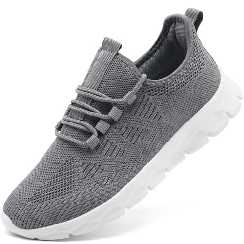 Womens Tennis Running Shoes Walking Comfortable Slip On Breathable Non Slip Athletic Gym Workout Cross Training Fashion Sneakers,Grey Size10
