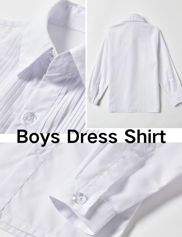 Image of Visaccy Boys Formal Suit Slim Fit Tuxedo Suits for Kids Ring Bearer Outfit | Toddler Boy Suits Set,Adjustable Waist,Dress Clothes