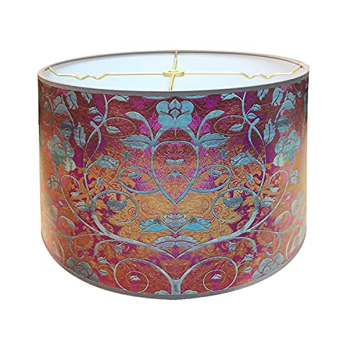 Image of Royal Designs, Inc. Trendy Decorative Handmade Lamp Shade, Made in USA, 12in, HBC-8074-12, Raspberry Lotus