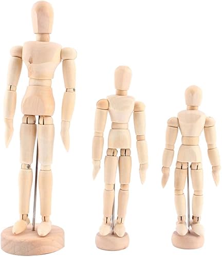 Miniatura 2 de Artistas - Maniquí de madera movible, articulaciones, figura humana, juguete de marioneta, modelo para dibujo, ayuda de maniquí (4.5 pulgadas)