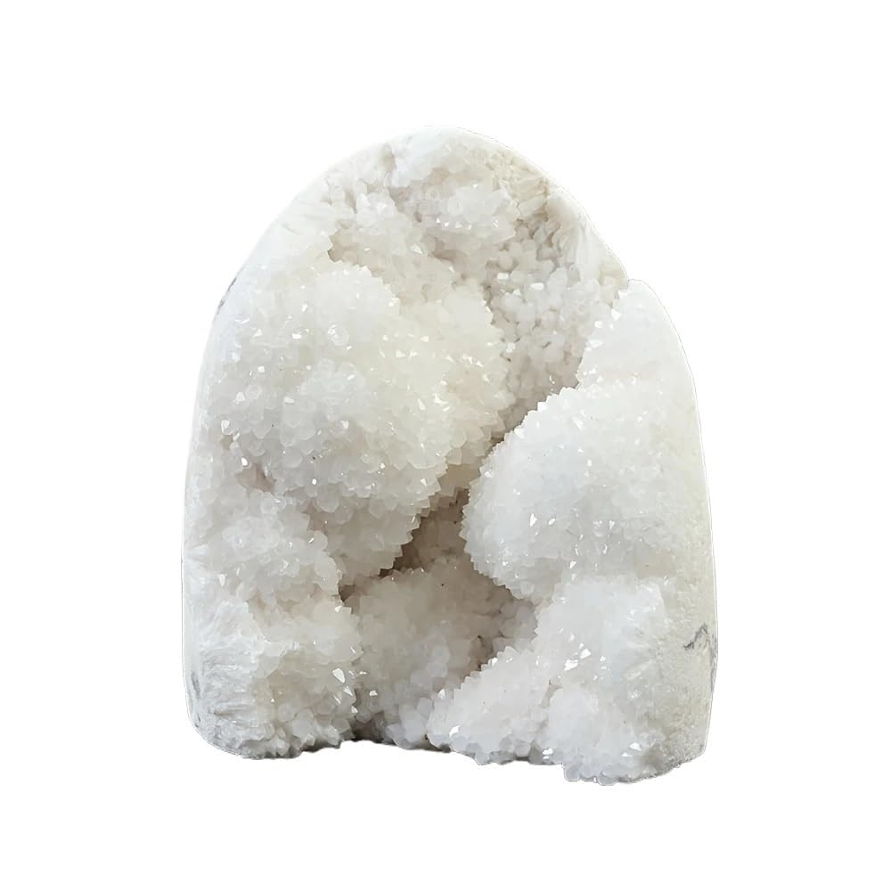 AARTERZZA 1pc 500-600g Snow White Crystal Cluster Quartz Large Decoration with Shiny Particles for Office