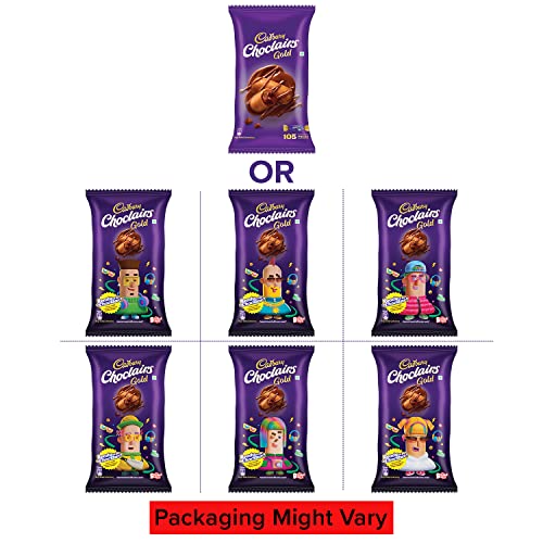 Image of Cadbury Choclairs Gold Candies Birthday Pack, 632.5 g + Cadbury Chocobakes Choc Filled Cookies, 75g - Pack of 10