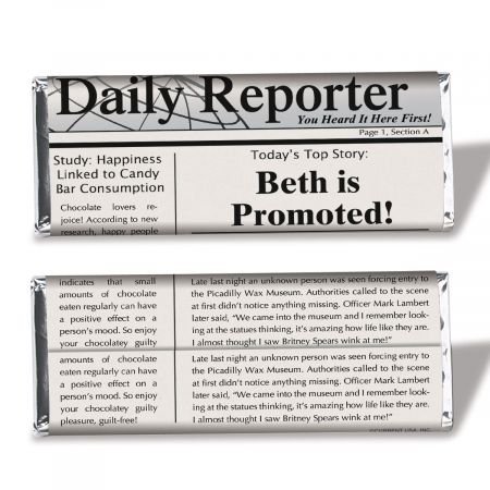 Personalized Newspaper Candy Bar Wrapper- Set of 24