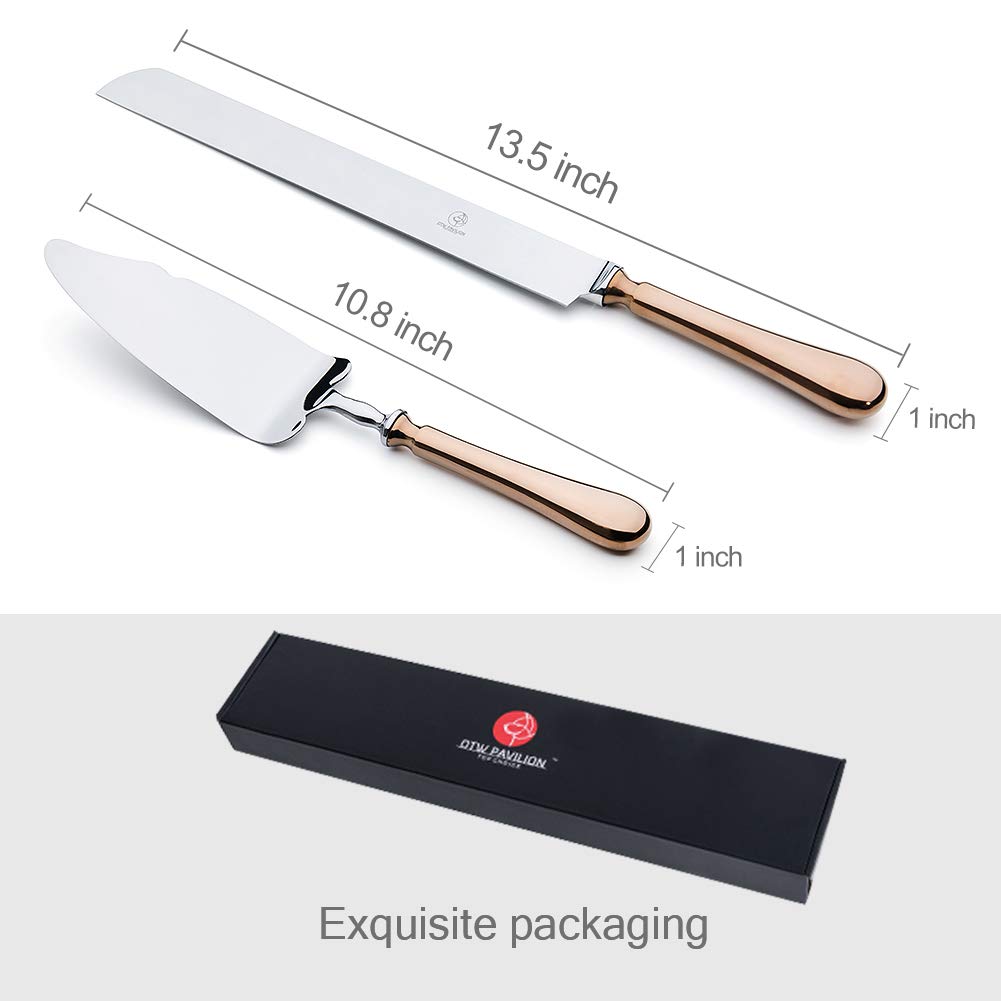 OTW PAVILION Wedding Cake Knife and Server Set,Rose Gold 18/10