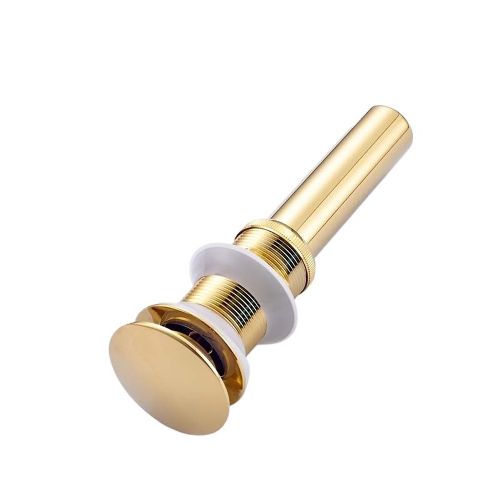 Rtbvghjik Golden A Luxury Bathroom Basin Sink Pop Up Drain Brass With & Without Overflow Vanity Waste Drainer 5-Colors For Choice For Bathroom Sinks(Golden A)