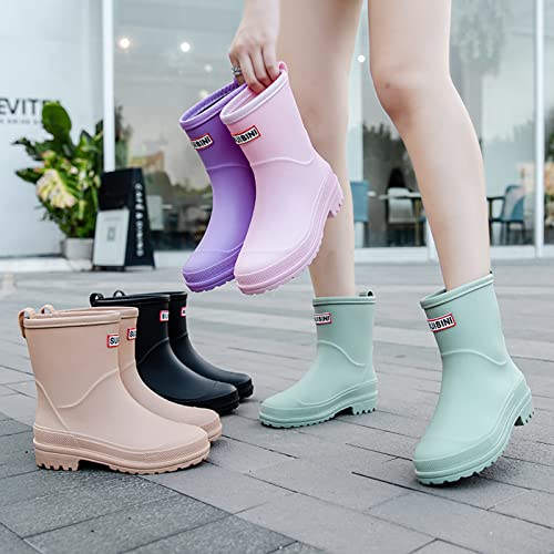 Image of Nutropa Mid Calf Rain Boots for Women, Anti-Slip Outdoor Work Rain Shoes | Waterproof Garden Boots, Lightweight, Comfortable Rainboots, Outdoor Mud Work Booties