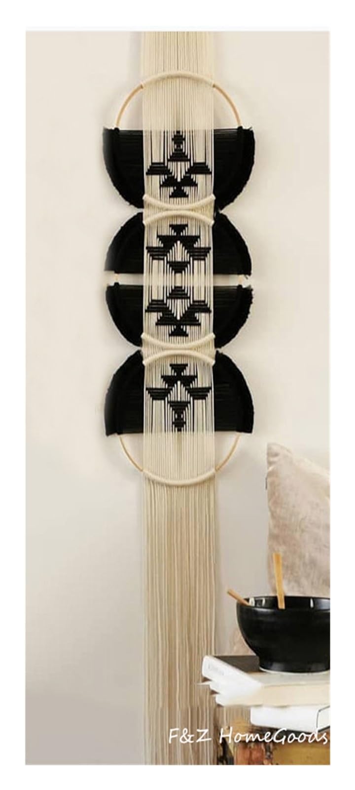BDFJEDS Tapestry Wall Hanging 20x30x180cm Wooden Round Wall Decoration Macrame Hanging Tapestry For Room(Color6)