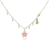 IQUQIXL Lily of the Valley Pearl Necklace - Cherry Blossom Daisy Pendant with Green Leaves, Floral Tassel Charm, Women's Wedding Jewelry