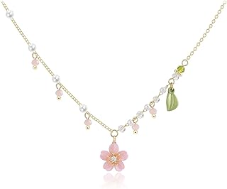 Lily of the Valley Pearl Necklace Cheery Blossm Daisy Green Paint Leaves...