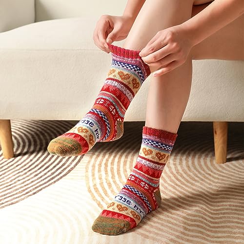 Image of Pleneal Wool Socks for Women - Womens Wool Socks Winter Warm Cozy Knit Sock for Women Men