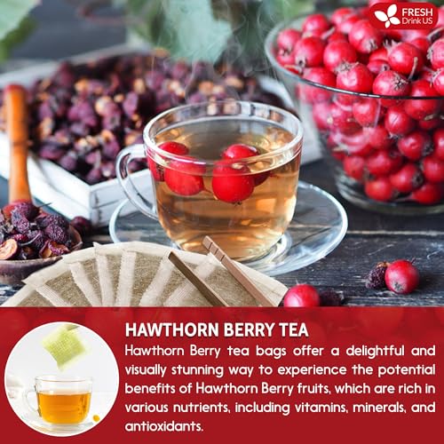 Image of FreshDrinkUS, Premium Hawthorn Berry Tea - 40 Tea Bags - 100% Natural Herbal Infusion, Caffeine-Free, Rich Aroma & Smooth Taste. Vegan