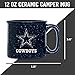 Rico Industries NFL Dallas Cowboys Personalized 12oz. Speckle Camper Coffee Mug, Deep Laser Engraved Logo, Ceramic Camping Mug with Navy Body, Speckle Glaze