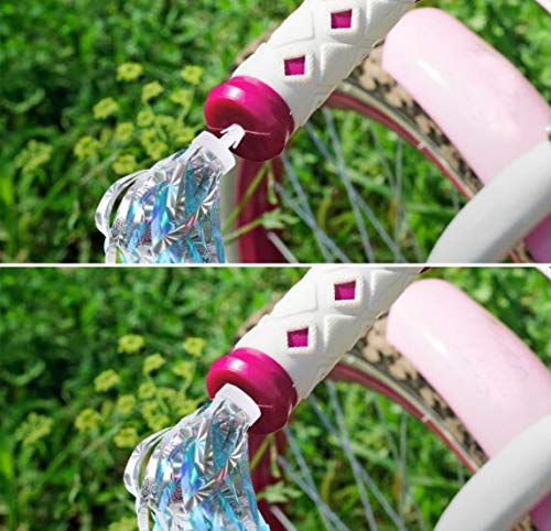 Manillar de bicicleta para niños y niños, serpentinas coloridas con pompones, par de empuñaduras de bicicleta, cinta brillante con borlas, accesorios para portabebés para niñas y niños (azul) 5
