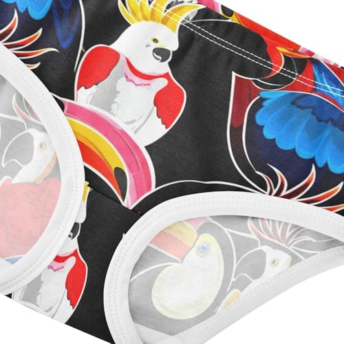 Colorful Exotic Birds Parrots Panties for Girl Toddler Underwear Floral Cotton Animals Briefs Underpants 2t4