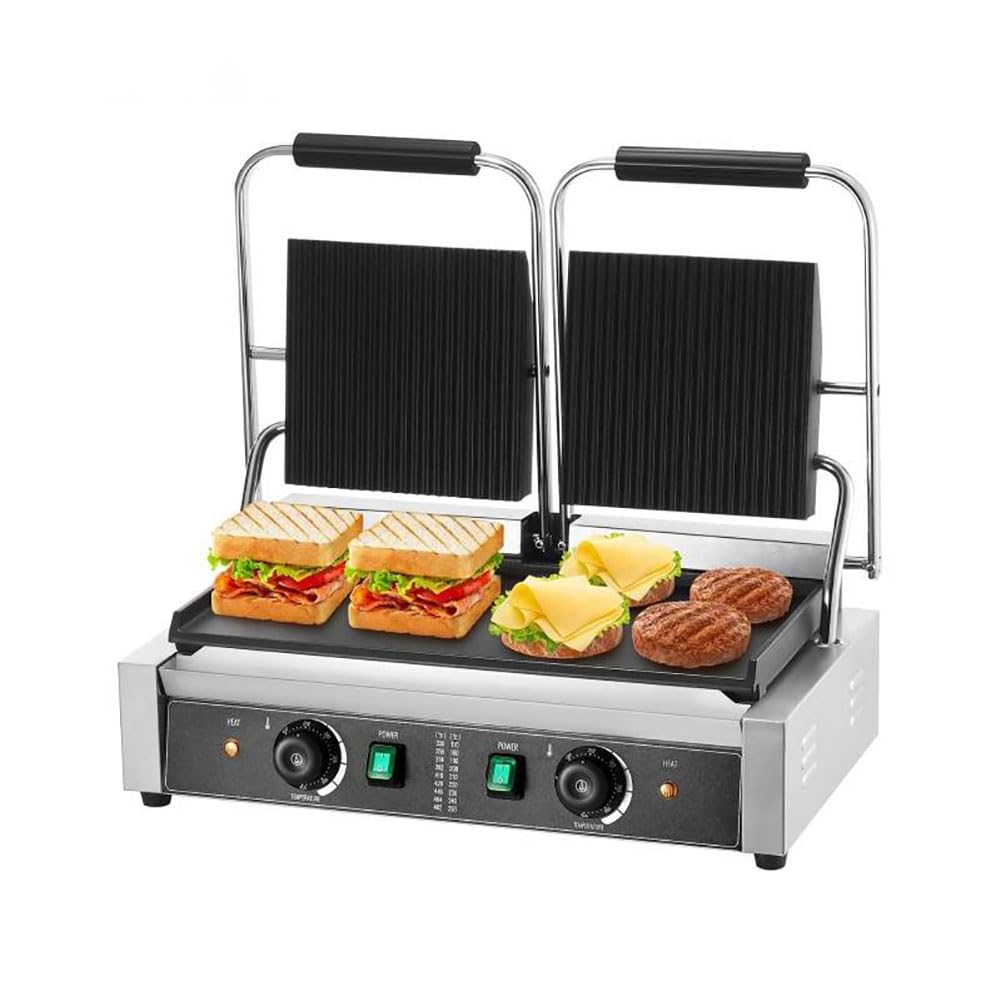 AYCDL Electric Panini Press Grill, Commercial Panini Grill, Non-Stick Panini Maker, 3600W Electric Sandwich Panini Maker