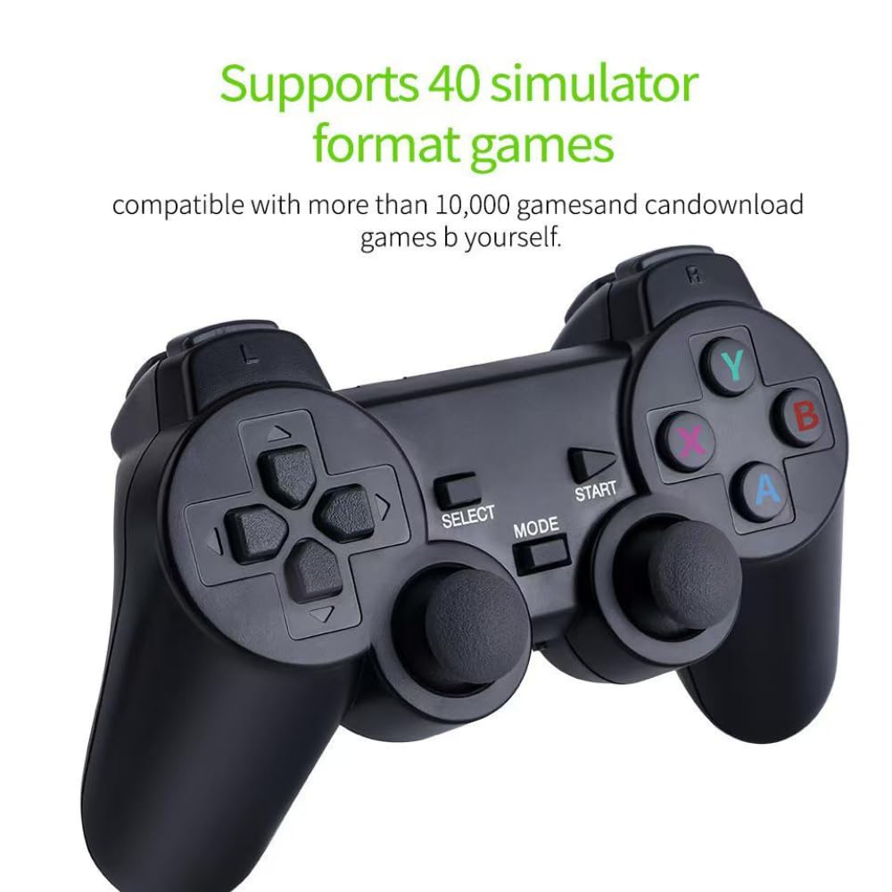 WOOKOZ Wireless Retro Gaming Stick Console with 4K HDMI Output, 2 Wireless Controllers, 64GB Memory Card, Plug and Play 3