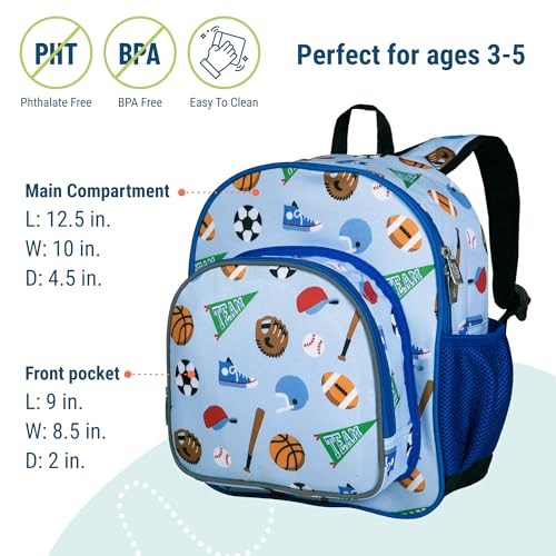 Image of Wildkin Kids 12-Inch Toddler Backpack - Lightweight School Bag for Daycare & Travel, Ages 3-7