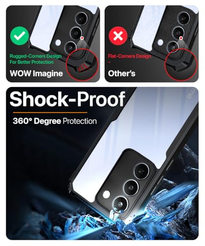 Image of WOW IMAGINE Shock Proof Clear Back Case Mobile Cover for Realme C83 5G | Realme Narzo 100 Lite 5G | Realme P4 Lite 5G (Hard | Hybrid PC + TPU | Full Armour Device & Camera Protection | Black)