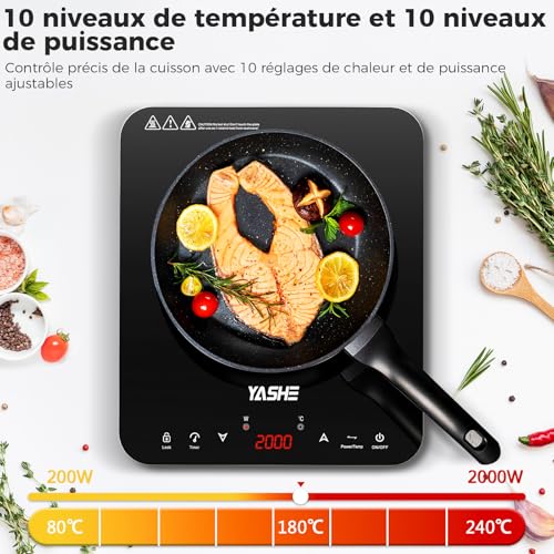 Plaque à induction portable YASHE 2000W avec commande tactile et minuterie - 5
