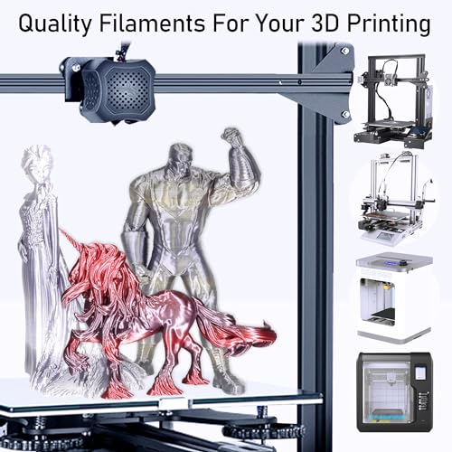 Image of MIKA3D 6 Spools Fast 2 Color Change Silk PLA 3D Printer Filament Bundle, Silk Black Color Change to White /Red /Orange /Blue /Purple /Green, Each Spool 250g, Total 1.5kg Silk PLA Bundle 250g X 6