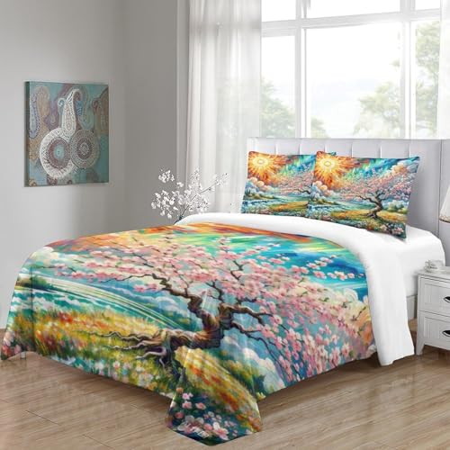 Housse de couette fleur de peche microfibre avec fermeture eclair pour couette fixe - 5