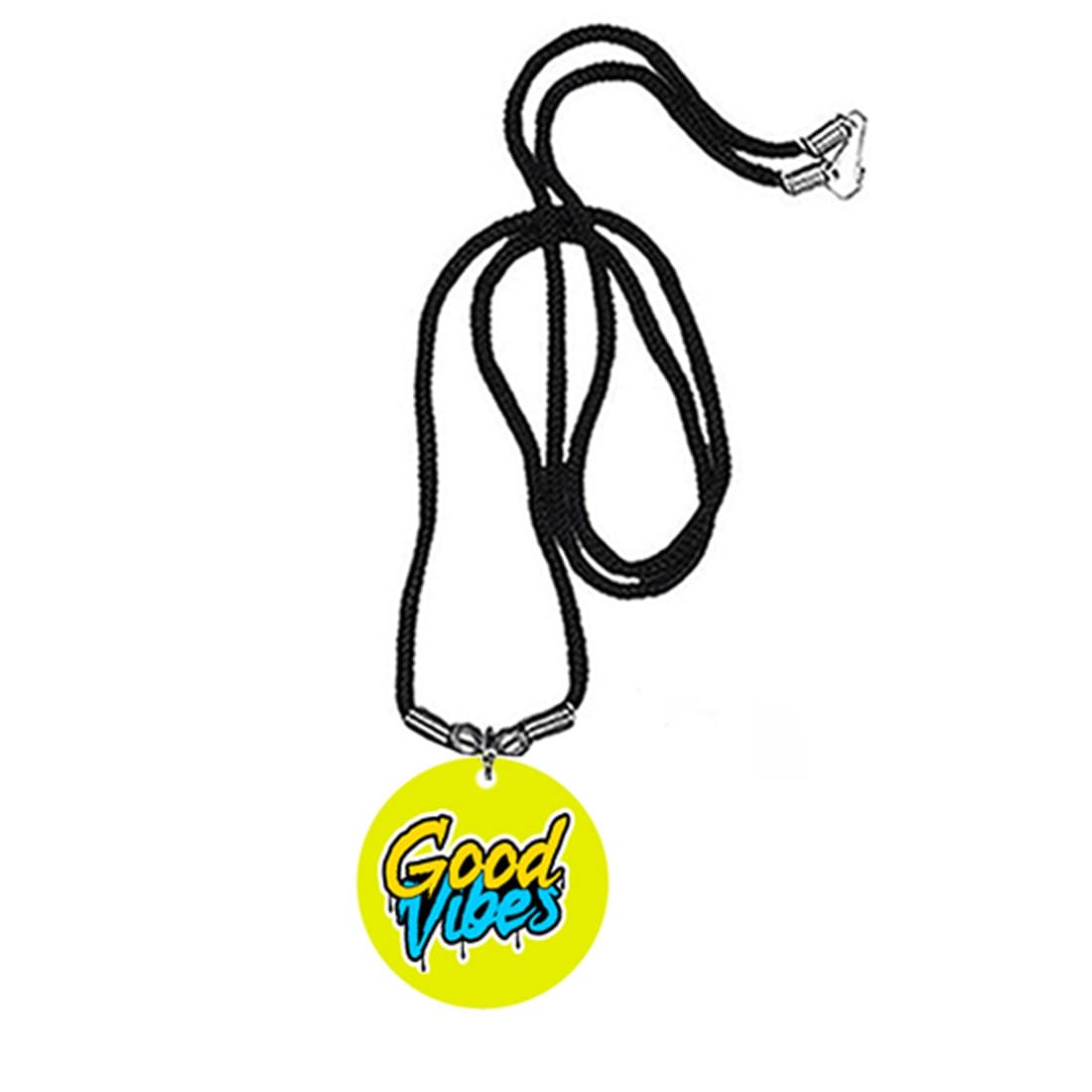 abhiora fashion Good Vibes Only Yellow Acrylic Pendant with Cord Chain Positive Quote Inspirational Jewelry for Men and Women-picture-22